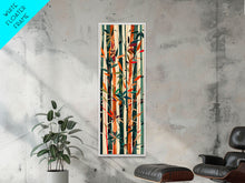 Cargar imagen en el visor de la galería, Colorful Bamboo Forest Skinny Art Ukiyo-e Tall Framed Canvas Print in Bright Autumn Hues