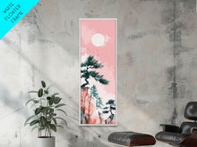Carregar imagem no visualizador da galeria, Ethereal Reeds In Windy Meadow Blush Tones Skinny Art Tall Art Framed Canvas Print Japanese Style Art Ukiyo-e Art Wood Block Print Nature