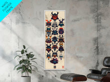 Carregar imagem no visualizador da galeria, Canvas Print Traditional Japanese Samurai Helmets Collection, Intricate Details In Warrior Masks, Bold Cultural Decor For Any Space