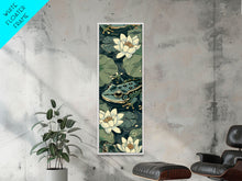 Load image into Gallery viewer, Elegant Japanese Peacock with Blossoms Tall Skinny Framed Canvas Print - Ukiyo-e Art Wall Décor