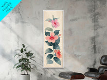 Cargar imagen en el visor de la galería, Floral Bouquet With Pink And Red Flowers - Skinny Art Tall Art Framed Canvas Print Japanese Style Art Ukiyo-e Art
