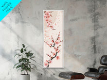 Cargar imagen en el visor de la galería, Cherry Blossom Branches On Canvas In Japanese Ukiyo-e Style, Traditional Woodblock Print, Framed Canvas Print, Tall Skinny Japanese Wall Art, Ready To Hang