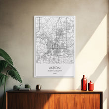 Carregar imagem no visualizador da galeria, Akron Street Map, Akron Map, Map Wall Art, Office Wall Art, City Map Print, Minimalist, Modern Art, Wall Art, Canvas Print, Canvas Wall Art