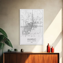 Load image into Gallery viewer, Amarillo Street Map, Texas Map, City Map Wall Decor, Travel Wall Art, Minimalist, Modern Art, Wall Art, Canvas Print, Canvas Wall Art