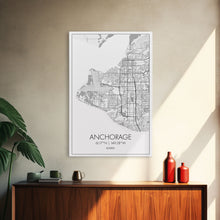 Load image into Gallery viewer, Anchorage Street Map, Alaska Map, Travel Wall Art, City Map Wall Art, Bedroom Art, Modern Art, Wall Art, Canvas Print, Canvas Wall Art