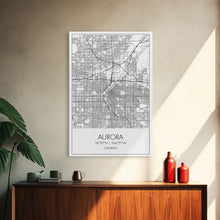 Load image into Gallery viewer, Aurora Street Map, Colorado Map, City Map Print, Travel Lover Gift, Above Bed Art, Minimalist Art, Wall Art, Canvas Print, Canvas Wall Art