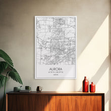 Carregar imagem no visualizador da galeria, Aurora Street Map, Illinois Map, City Map Wall Art, Daughter Gift, Travel Map, Minimalist Art, Wall Art, Canvas Print, Canvas Wall Art