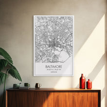 Carregar imagem no visualizador da galeria, Baltimore Street Map, Maryland Map, City Wall Art, Travel Print, Bedroom Print, Modern Art, Wall Art, Canvas Print, Canvas Wall Art