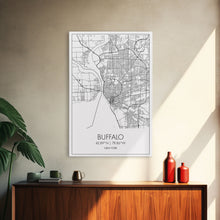 Carregar imagem no visualizador da galeria, Buffalo Street Map, New York Map, City Map Art, Modern Art, Wall Art, Canvas Print, Canvas Wall Art, Wedding Gift, Home Office Wall Art