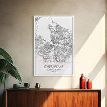 Cargar imagen en el visor de la galería, Chesapeake Street Map, Virginia Map, City Map Art, Modern Art, Wall Art, Canvas Print, Canvas Wall Art, Travel Art, Above Bed Décor