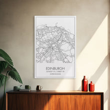 Load image into Gallery viewer, Edinburgh Street Map, United Kingdom Map, Europe City Map Art, Minimalist Art, Wall Art, Canvas Print, Travel Décor, Living Room Wall Art,