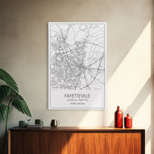 Carregar imagem no visualizador da galeria, Fayetteville Street Map, North Carolina Map, City Map Art, Minimalist Art, Wall Art, Canvas Print, Travel Wall Print, Wanderlust Gift