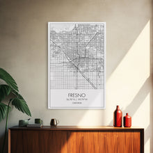 Carregar imagem no visualizador da galeria, Fresno Street Map, California Map, City Map Art, Minimalist Art, Wall Art, Canvas Print, Bar Wall Art, Teen Gift, Travel Wall Art,