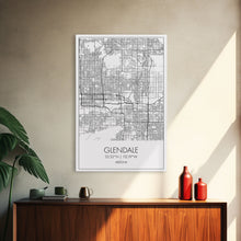 Carregar imagem no visualizador da galeria, Glendale Street Map, Arizona Map, City Map Art, Minimalist Art, Wall Art, Canvas Print, Black And White Map, Above Bed Art, Wanderlust Gift