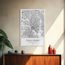 Load image into Gallery viewer, Grand Prairie Street Map, Texas Map, City Map Art, Minimalist Art, Wall Art, Canvas Print, Black And White, Travel Print, Anniversary Gift