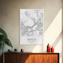 Load image into Gallery viewer, Madison Street Map, Wisconsin Map, City Map Art, Modern Art, Wall Art, Canvas Print, Bedroom Wall Art, Travel Wall Print, Gift For Men
