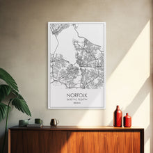 Load image into Gallery viewer, Norfolk Street Map, Virginia Map, City Map Art, Modern Art, Wall Art, Canvas Print, Bedroom Décor, College Student Gift, Travel Print