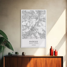 Load image into Gallery viewer, Riverside Street Map, California Map, City Map Art, Minimalist Art, Wall Art, Canvas Print, Unique Wall Décor, Boyfriend Gift, Travel Art