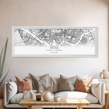 Load image into Gallery viewer, Panoramic Seoul City Map, South Korea Art, Map Print, Minimalist Wall Art, Canvas Art, Housewarming Gift, Street Map Art, Closing Gift