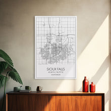 Load image into Gallery viewer, Sioux Falls Street Map, South Dakota Map, City Map Print, Minimalist Art, Wall Art, Canvas Print, Dorm Room Décor, Gifts For Her