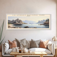 Carregar imagem no visualizador da galeria, Calanques National Park COUNTRY | Framed Travel Poster Canvas Print | Trendy Wall Art | Watercolor Painting | Living Room Art | Unique Art