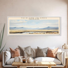 Carregar imagem no visualizador da galeria, Falkland Islands Framed Canvas Print Travel Poster | Wall Art | Home Decor | Gift For Travel Lover | Wall Hanging | Original Art