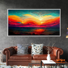 Load image into Gallery viewer, Beautiful sunset canvas print, canvas art, ink painting style, abstract sunset wall art, cool wall art