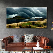 Carregar imagem no visualizador da galeria, A Thunderstorm at night over the lake, canvas print, rain storm over a lake, cool wall art, unique wall art, ready to hang canvas