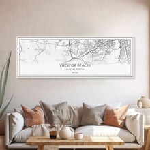 Load image into Gallery viewer, Panoramic Virginia Beach City Map, Virginia Art, Map Print, Minimalist Wall Art, Canvas Art, Housewarming Gift, Street Map Art, Closing Gift