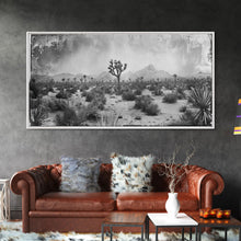Load image into Gallery viewer, Desolate Desert with Joshua Trees, Framed Canvas Print for Living Room Decor, Ideal for Bedroom Wall Art, Rustic Western Scene