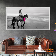 Carregar imagem no visualizador da galeria, Framed Canvas Print of Highland Cow in Winter Hat, Fun and Quirky Wall Art for Living Room or Bedroom, Unique Decor