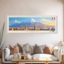 Load image into Gallery viewer, Arequipa, Peru Travel Poster Panoramic Canvas Print, Arequipa, Peru Painting, Peru Art, Arequipa Travel Art, Guest Room Painting