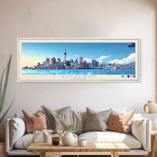 Load image into Gallery viewer, Auckland, New Zealand Panoramic Travel Poster Canvas Print, Auckland, New Zealand Painting, New Zealand Art, Auckland Travel Art, Guest Room Painting