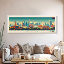 Load image into Gallery viewer, Bangkok, Thailand Travel Poster Panoramic Canvas Print, Bangkok, Thailand Painting, Thailand Art, Bangkok Travel Art, Guest Room Painting