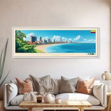 Load image into Gallery viewer, Barranquilla, Colombia Travel Poster Panoramic Canvas Print, Barranquilla, Colombia Painting, Colombia Art, Barranquilla Travel Art, Guest Room Painting