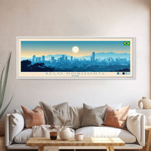 Load image into Gallery viewer, Belo Horizonte, Brazil Panoramic Travel Poster Canvas Print, Belo Horizonte, Brazil Painting, Brazil Art, Belo Horizonte Travel Art, Guest Room Painting