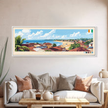 Load image into Gallery viewer, Bouake, Ivory Coast Panoramic Travel Poster Canvas Print, Bouake, Ivory Coast Painting, Ivory Coast Art, Bouake Panoramic Travel Art, Travel Painting