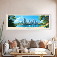 Load image into Gallery viewer, Brisbane, Australia Travel Poster Panoramic Canvas Print, Brisbane, Australia Painting, Australia Art, Brisbane Travel Art, Guest Room Painting