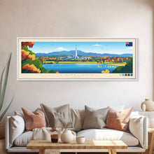Carregar imagem no visualizador da galeria, Canberra, Australia Panoramic Travel Poster Canvas Print, Canberra, Australia Painting, Australia Art, Canberra Travel Art, Guest Room Painting