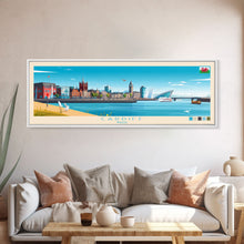 Carregar imagem no visualizador da galeria, Cardiff, Wales Travel Poster Panoramic Canvas Print, Cardiff, Wales Painting, Wales Art, Cardiff Travel Art, Guest Room Painting