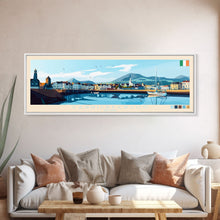 Cargar imagen en el visor de la galería, Carrickfergus, Ireland Panoramic Travel Poster Canvas Print, Carrickfergus, Ireland Painting, Ireland Art, Carrickfergus Panoramic Travel Art, Travel Painting
