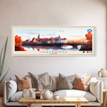 Load image into Gallery viewer, Coatbridge, Scotland Panoramic Travel Poster Canvas Print, Coatbridge, Scotland Painting, Scotland Art, Coatbridge Panoramic Travel Art, Travel Painting