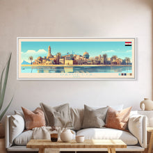 Load image into Gallery viewer, Damietta, Egypt Panoramic Travel Poster Canvas Print, Damietta, Egypt Painting, Egypt Art, Damietta Panoramic Travel Art, Travel Painting