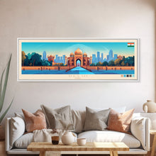 Load image into Gallery viewer, Delhi, India Travel Poster Panoramic Canvas Print, Delhi, India Painting, India Art, Delhi Travel Art, Guest Room Painting