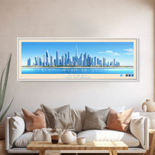 Load image into Gallery viewer, Dubai, United Arab Emirates Panoramic Travel Poster Canvas Print, Dubai, United Arab Emirates Painting, United Arab Emirates Art, Dubai Travel Art, Living Room Painting