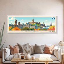 Load image into Gallery viewer, Edinburgh, Scotland Panoramic Travel Poster Canvas Print, Edinburgh, Scotland Painting, Scotland Art, Edinburgh Travel Art, Guest Room Painting