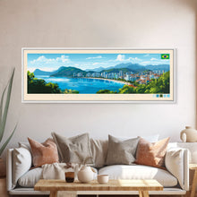 Carregar imagem no visualizador da galeria, Florianopolis, Brazil Panoramic Travel Poster Canvas Print, Florianopolis, Brazil Painting, Brazil Art, Florianopolis Panoramic Travel Art, Travel Painting