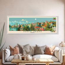 Load image into Gallery viewer, Addis Ababa, Ethiopia Panoramic Canvas Print, Addis Ababa, Ethiopia Painting, Ethiopia Art, Addis Ababa Travel Poster, Travel Art, Housewarming Gift
