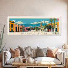 Carregar imagem no visualizador da galeria, Aguascalientes, Mexico Panoramic Canvas Print, Aguascalientes, Mexico Painting, Mexico Art, Aguascalientes Travel Poster, Travel Art, Guest Room Painting