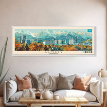 Load image into Gallery viewer, Almaty, Kazakhstan Panoramic Canvas Print, Almaty, Kazakhstan Painting, Kazakhstan Art, Almaty Travel Poster, Travel Art, Living Room Painting